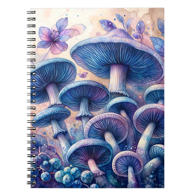 Caderno Espiral Indigo Milk Boné Mushroom Watercolor (Frente)