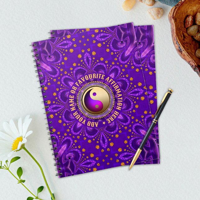 Caderno Espiral Indigo Purple Gold Angelic Energy Healing Holistic (Criador carregado)