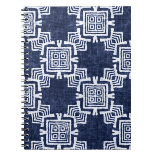 Caderno Espiral Indígo torcido com verificação de fundo texturizad