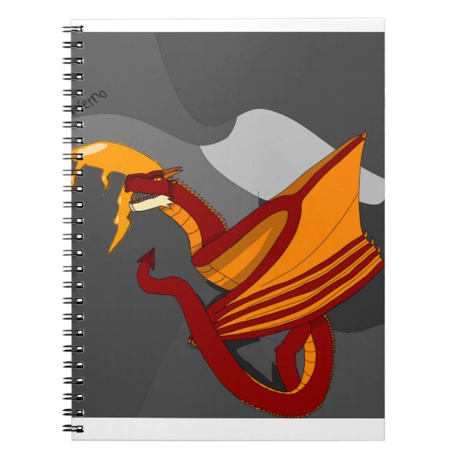 Caderno Espiral Inferno, dragão de incêndio (Frente)