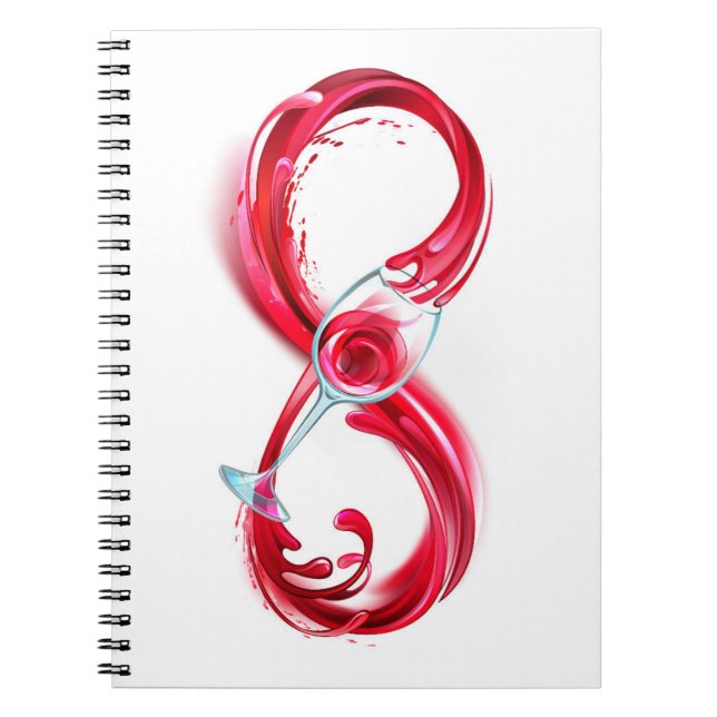 Caderno Espiral Infinidade com vinho tinto (Frente)