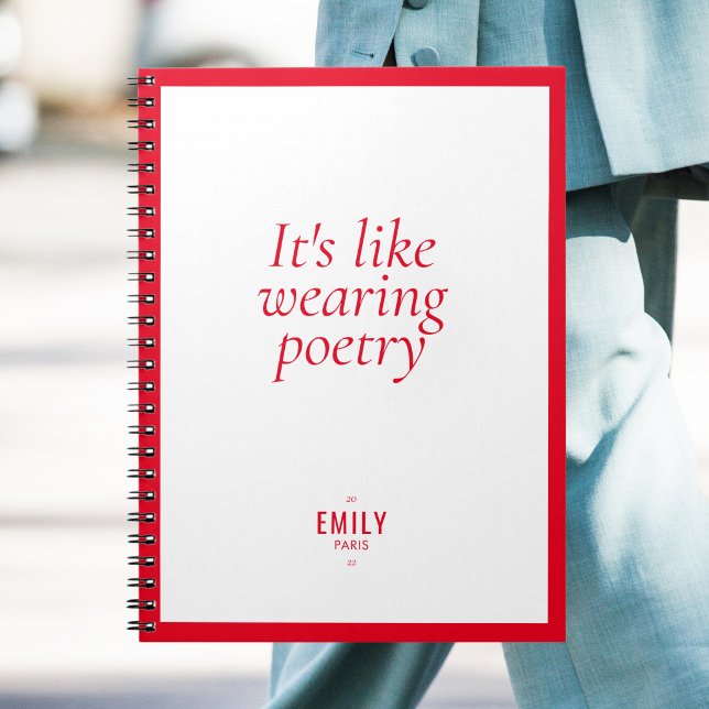 Caderno Espiral Influenciador de Estilo de Moda Vermelho Chic Marc (Criador carregado)