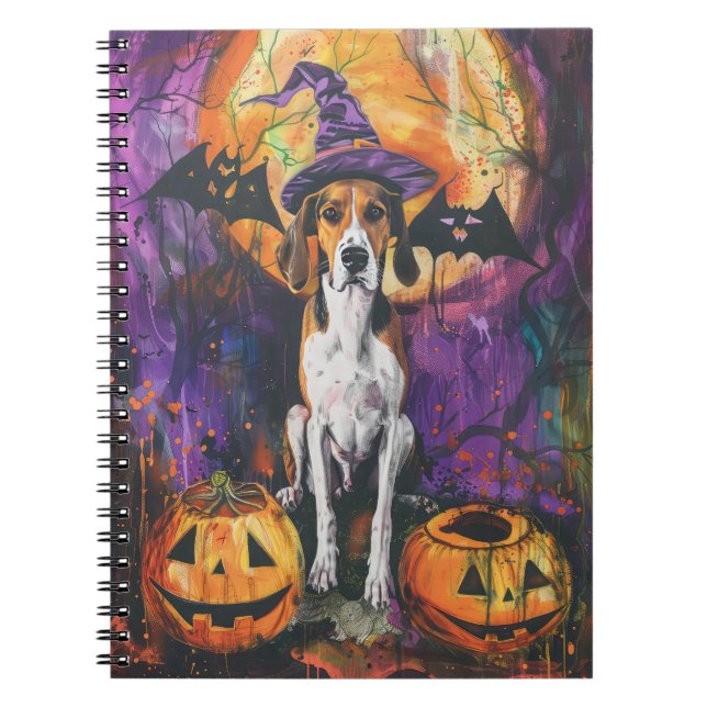 Caderno Espiral Inglês Americano Foxhound Halloween Pumpkin (Frente)