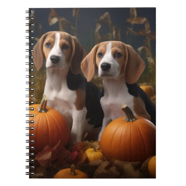 Caderno Espiral Inglês Americano Foxhound Puppy Autumn Delight (Frente)