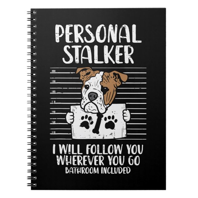 Caderno Espiral Inglês Buldogue Dog Lover Personal Stalker inglês (Frente)
