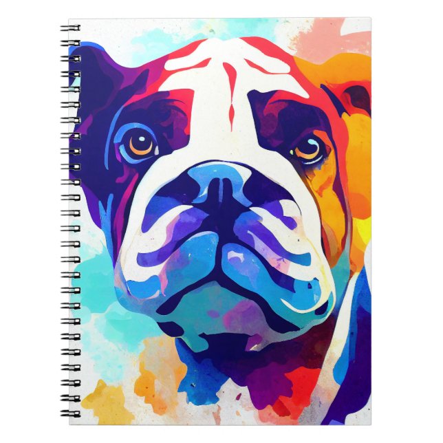 Caderno Espiral Inglês Bulldog Dog Wild Nature Animal Painting (Frente)