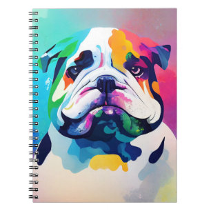 Caderno Espiral Inglês Bulldog Dog Wild Nature Animal Painting