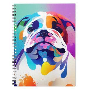 Caderno Espiral Inglês Bulldog Dog Wild Nature Animal Painting