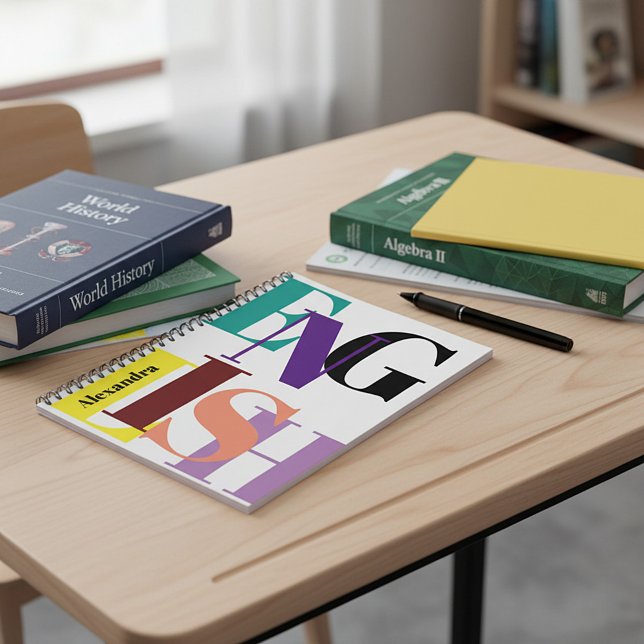 Caderno Espiral "INGLÊS" colorido personalizado (Criador carregado)