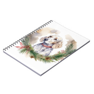 Caderno Espiral Inglês Setter Christmas Wreath Festivo Pup