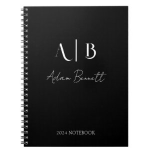 Caderno Espiral Iniciais de Monograma Personalizadas Modernas Nome