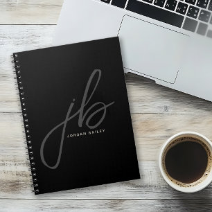 Caderno Espiral Iniciais e Nome do Monograma do Na moda Script