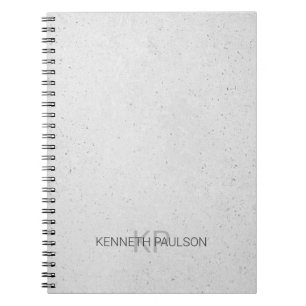 Caderno Espiral Iniciais Masculinas Minimalistas de Concreto Nome