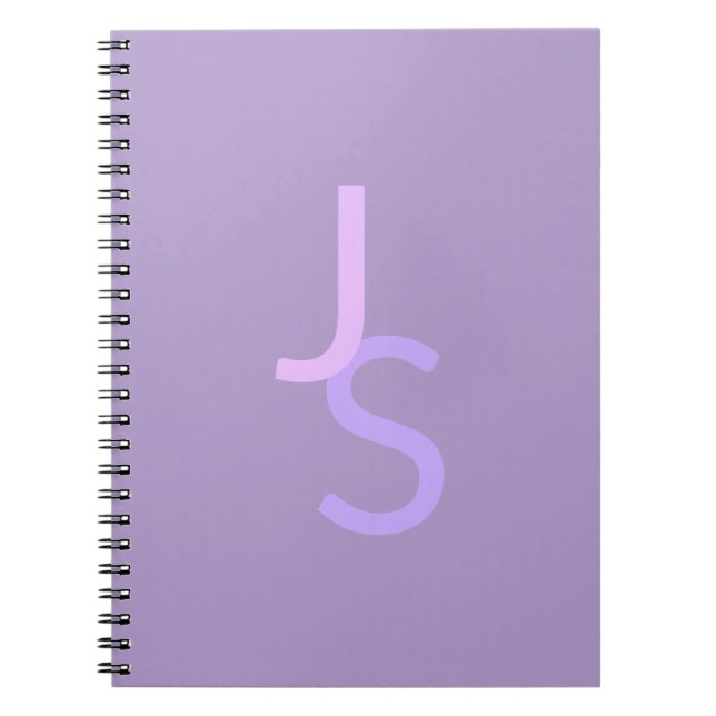 Caderno Espiral Iniciais Monogramas Sobrepostos Modernos | Roxa (Frente)