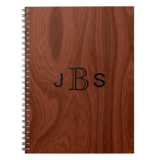 Caderno Espiral Iniciais Monogrammed de madeira personalizadas do