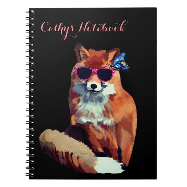Caderno Espiral Iniciais personalizadas do notebook Red Fox Photo (Frente)