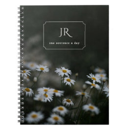 Caderno Espiral Iniciais personalizadas & margaridas sombrias para