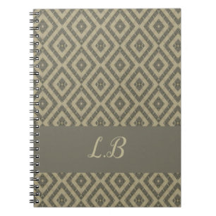 Caderno Espiral Iniciais personalizadas Padrão de tijolos de cinza