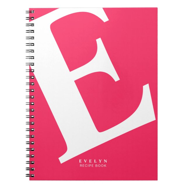 Caderno Espiral Inicial Grande | Tipografia moderna | Rosa (Frente)