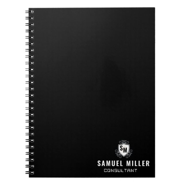 Caderno Espiral Initial Black and White Professional Monogram  (Frente)