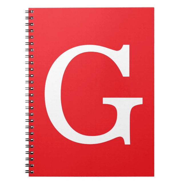 Caderno Espiral Initial Letter Monogram Red White Plain Simple (Frente)
