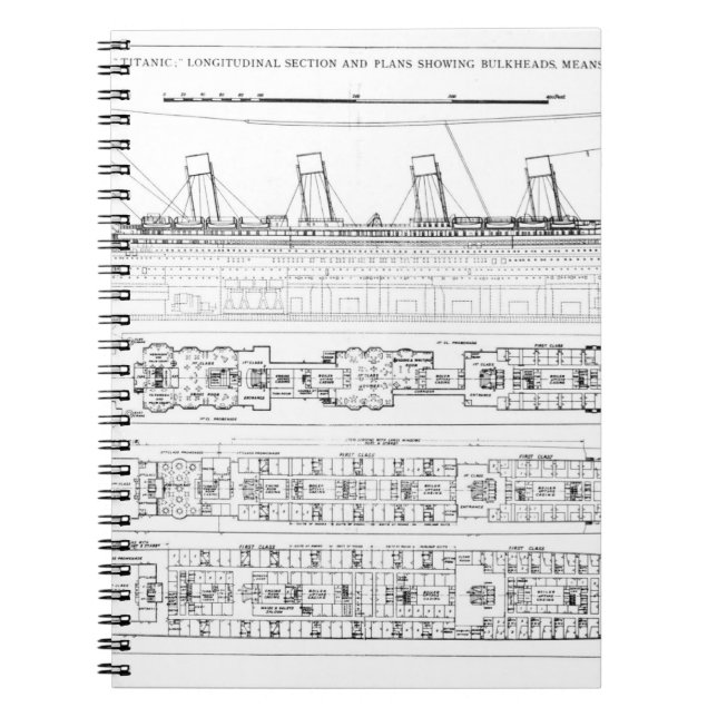 Caderno Espiral Inquérito na perda do titânico: Sectio transversal (Frente)