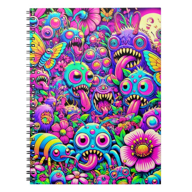 Caderno Espiral Insetos Neon Monster (Frente)