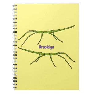 Caderno Espiral Insetos verdes e bonitos com desenhos animados ros
