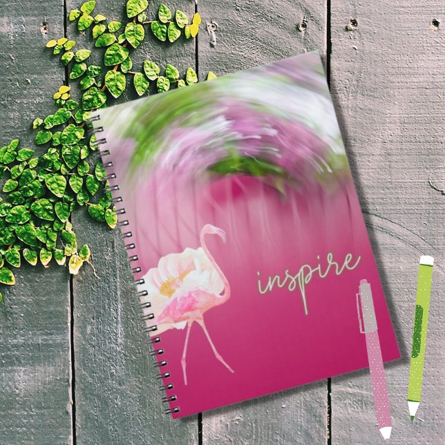 Caderno Espiral Inspiração de Cotação Inspiracional Flamingo Rosa (Criador carregado)