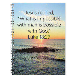 CADERNO ESPIRAL INSPIRANDO LUKE 18:27 DESIGN DE FOTO SUNRISE