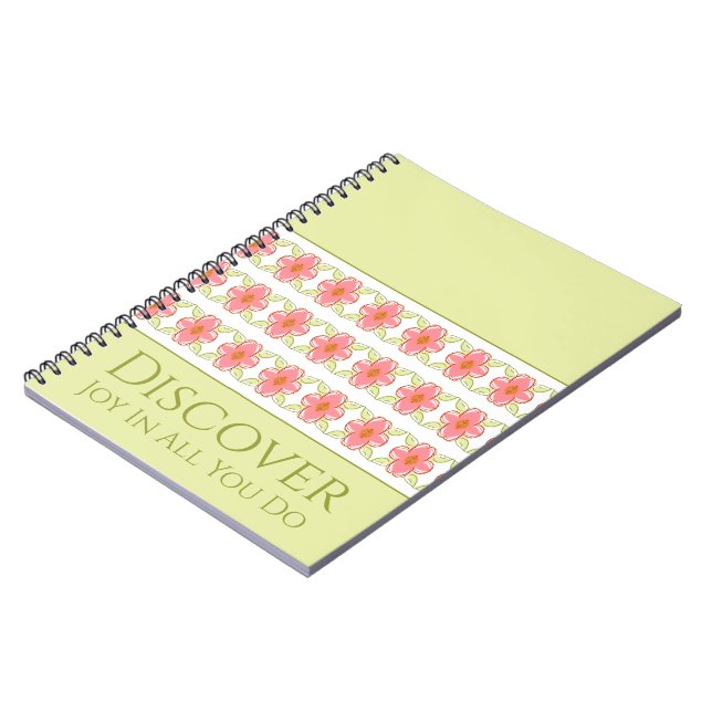 Caderno Espiral Inspirando verde-claro com cor-de-rosa pincelado f (Left Side)