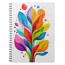 Caderno Espiral Inspirational Abstract Colorful Tree Painting