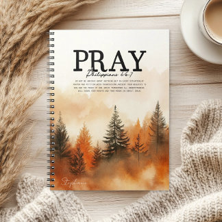 Caderno Espiral Inspirational Bible Verse Philippians 4:6-7 