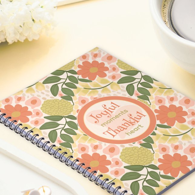 Caderno Espiral Inspirational Floral Journal – Joyful Moments (Inspirational Floral Notebook – Daily Gratitude Journal)