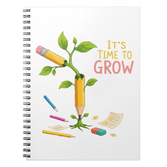 Caderno Espiral Inspirational "It's Time to Grow" Pencil Plant  (Frente)