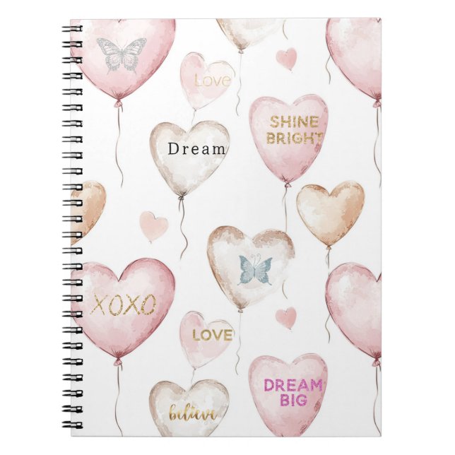 Caderno Espiral Inspirational Pink Cream Hearts (Frente)