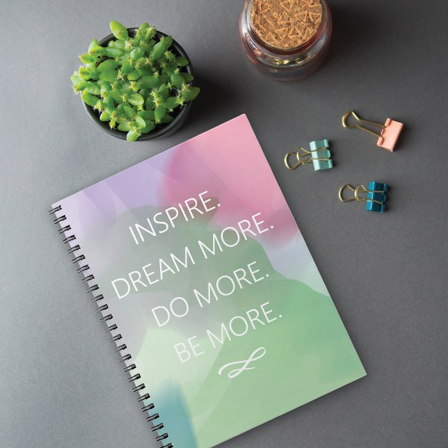 Caderno Espiral Inspire Dream Quote Abstrato Watercolor (Criador carregado)