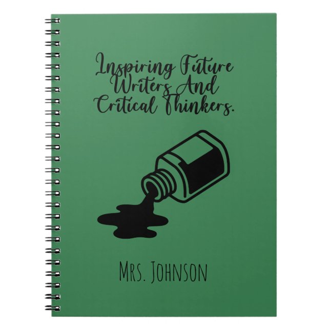 Caderno Espiral Inspiring Future Writers Critical Thinkers Teacher (Frente)