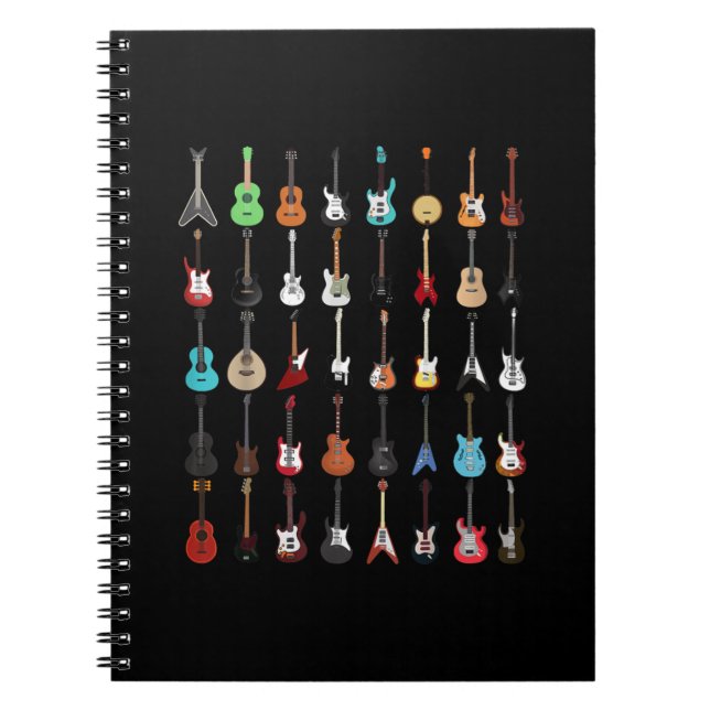 Caderno Espiral Instrumento Musical de Violão Rock and Roll (Frente)