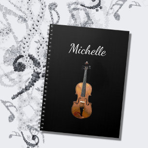 Caderno Espiral Instrumento Musical Violin Black White