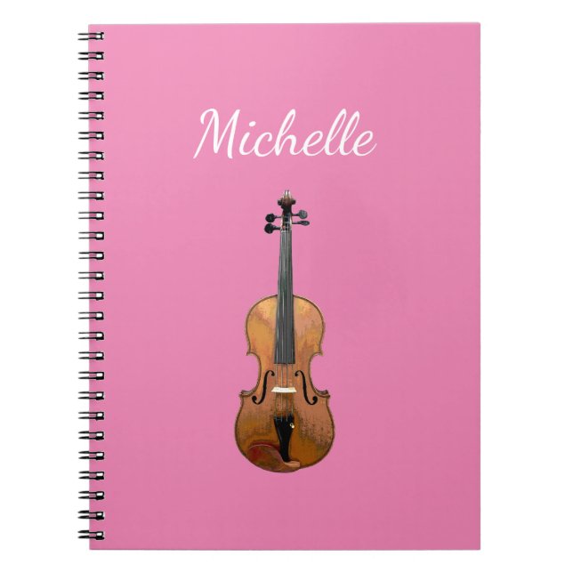 Caderno Espiral Instrumento Musical Violin Girly Pink (Frente)