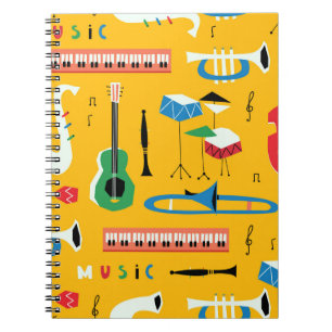 Caderno Espiral Instrumentos Musicais: Meio século Amarelo