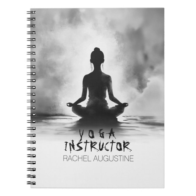 Caderno Espiral Instrutor de Meditação de Yoga Lotus Pose Pintura (Frente)
