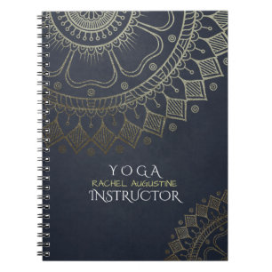 Caderno Espiral Instrutor de Meditação Yoga Dourado Mandala Marinh