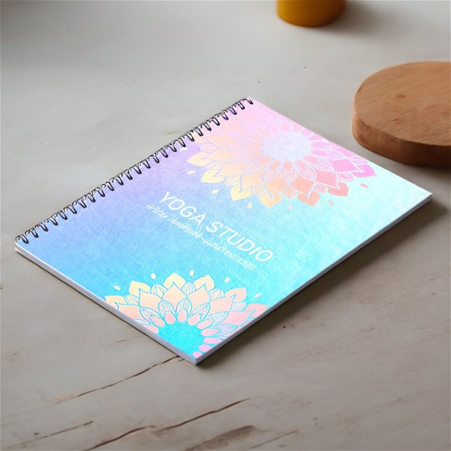 Caderno Espiral Instrutor de Meditação Yoga Green Gold Foil Mandal (Criador carregado)