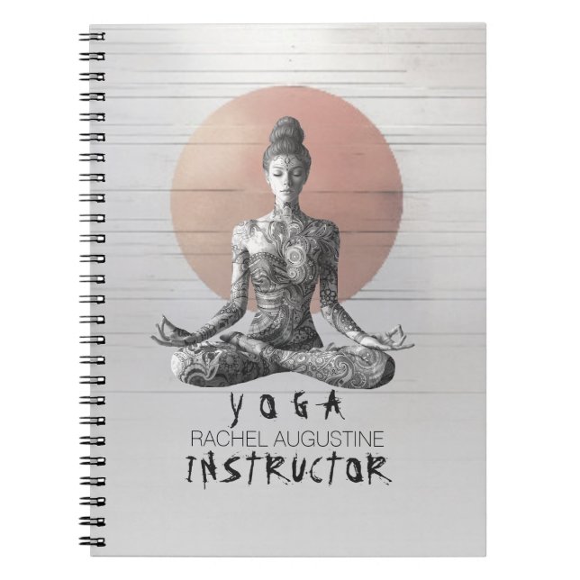 Caderno Espiral Instrutor de Meditação Yoga Reiki Master Lotus Pos (Frente)