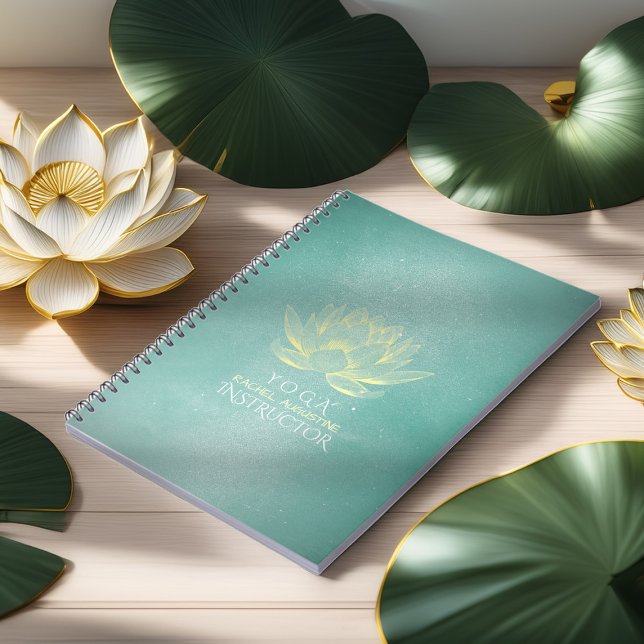 Caderno Espiral Instrutor Elegante Dourado de Meditação Lotus YOGA (Criador carregado)
