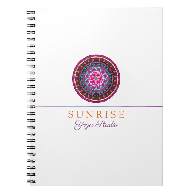 Caderno Espiral Instrutor Yoga, design de estúdio Wellness Mandala (Frente)