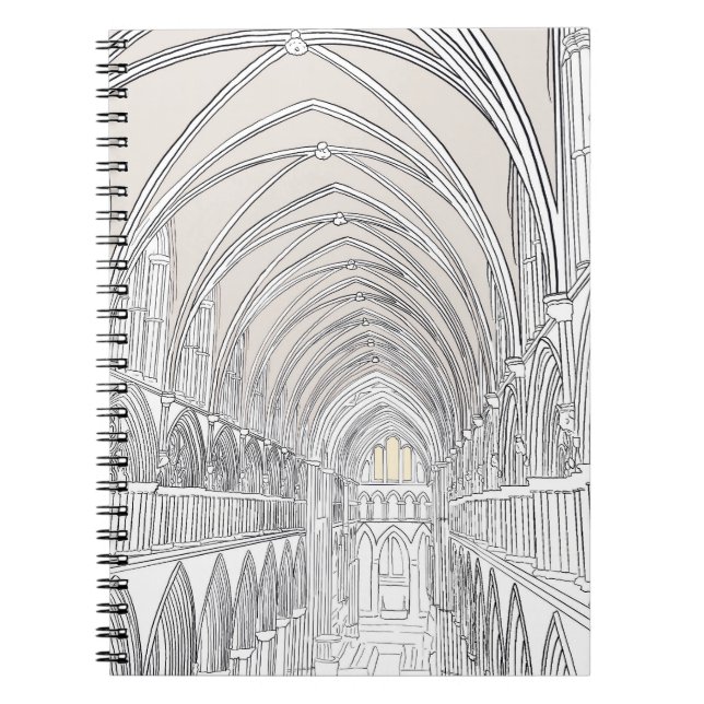 Caderno Espiral Interior da Catedral de Salisbury | Desenho de lin (Frente)