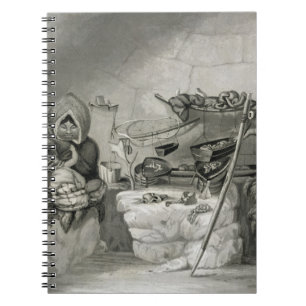 Caderno Espiral Interior de uma cabana Eskimo da neve, ilha 1822